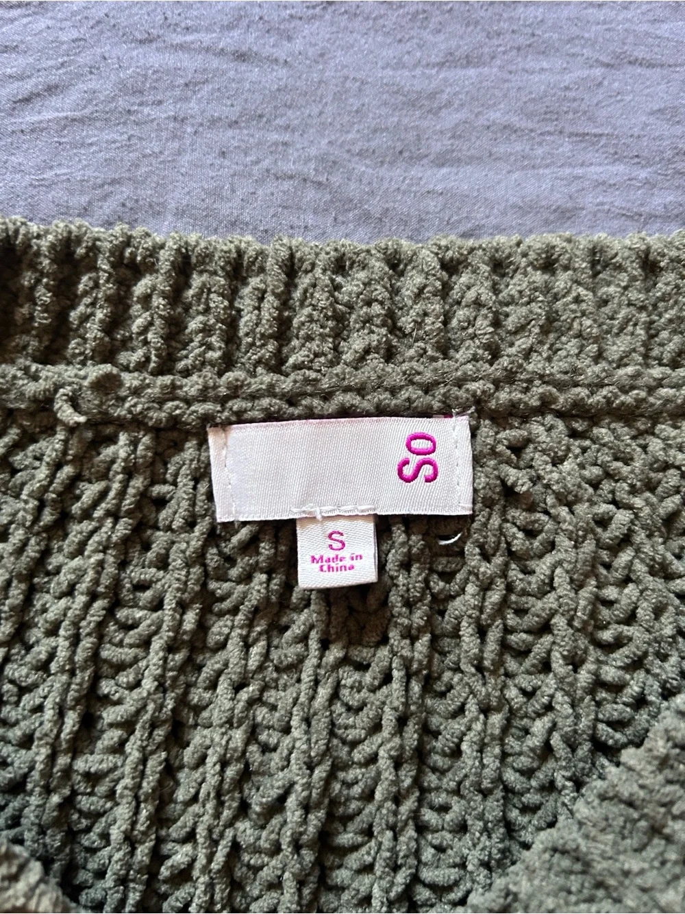 SO Olive Green Chunky Crew Neck Sweater